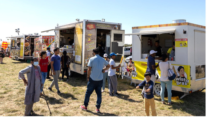 Multicultural food stalls with flavours from around the world at the Geelong Festival of Lights
